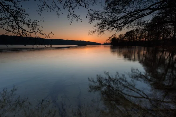 Mystic sunrise over lake — Stock Photo, Image