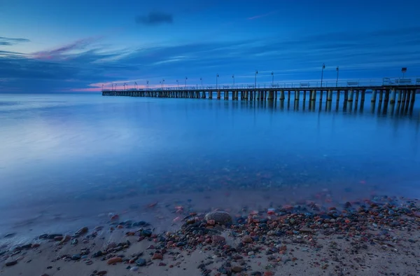 İskele ile deniz manzarası. Orlowo, Gdynia Molo — Stok fotoğraf