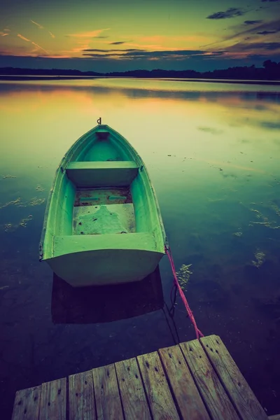 Vintage foto di bellissimo tramonto lago — Foto Stock