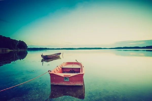 Vintage-Foto von schönen Sonnenuntergang am See — Stockfoto