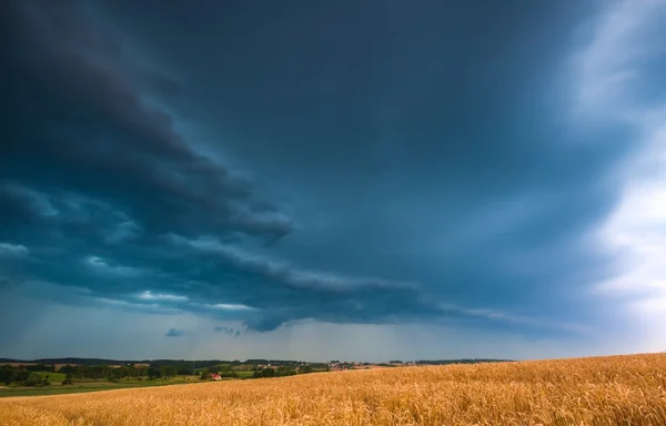 Cielo tempestoso sul campo — Foto Stock