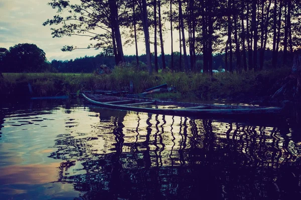 Vintage foto av kajak av Krutynia river i Polen — Stockfoto