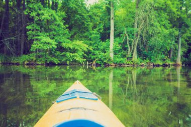 Polonya Krutynia nehir kanosu vintage fotoğraf