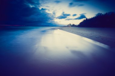 Güzel uzun pozlama peyzaj deniz kıyı Vintage Fotoğraf