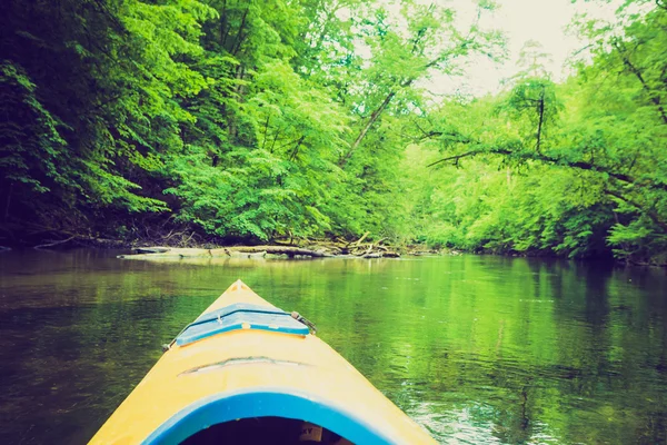 Vintage photo of kayaking by Krutynia river in Poland — Stock Photo, Image