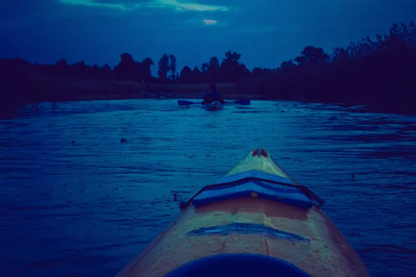 Vintage photo of kayaking by Krutynia river in Poland — Stock Photo, Image