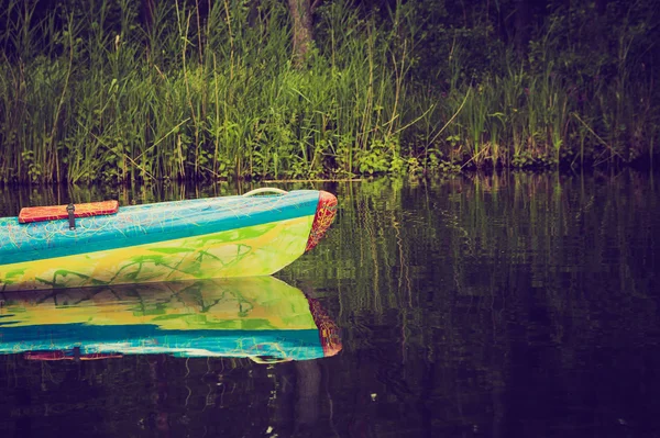 Vintage photo of kayaking by Krutynia river in Poland — Stock Photo, Image