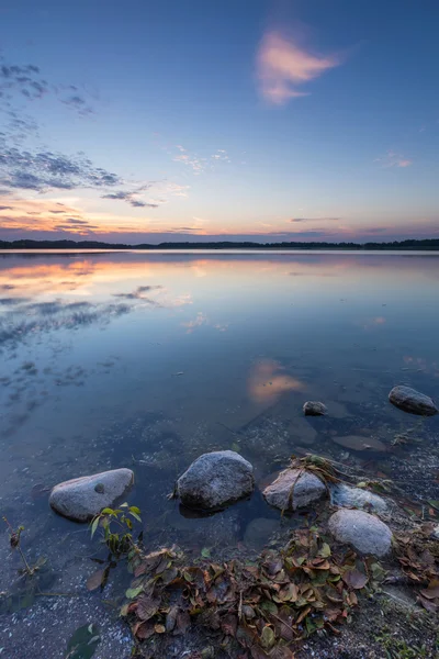 Beautiful summer sunset over lake in Poland — Stock Photo, Image