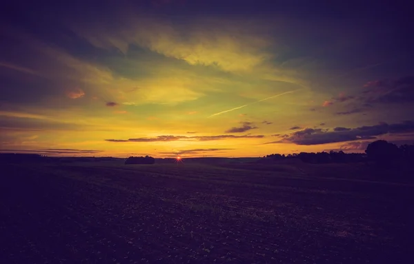 Vintage foto di campo polacco in autunno . — Foto Stock