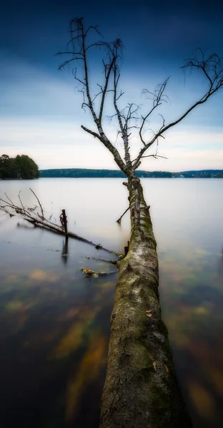 Long exposure landscape of lake shore — Stock Photo, Image