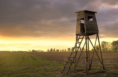 Günbatımı gökyüzü ve yükseltilmiş gizle