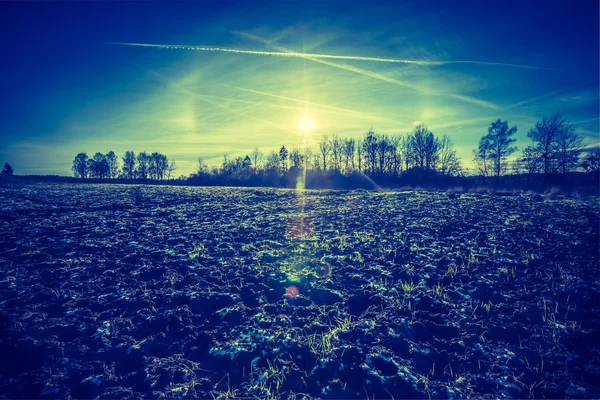 Vintage foto van vroege winter velden — Stockfoto