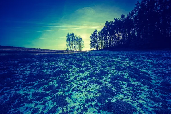 Vintage photo of early winter fields — Stock Photo, Image