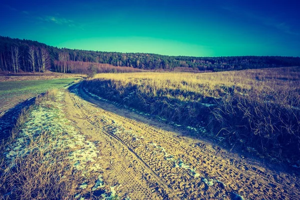 Foto vintage dos primeiros campos de inverno — Fotografia de Stock