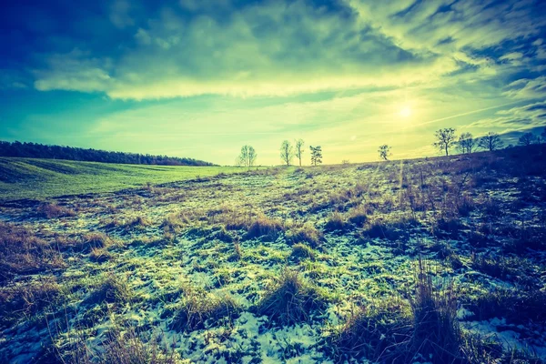 Foto vintage dos primeiros campos de inverno — Fotografia de Stock