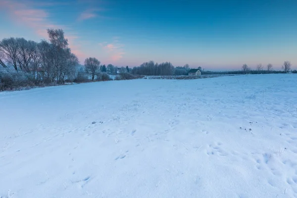 Haus in der Nähe der Winterfelder — Stockfoto