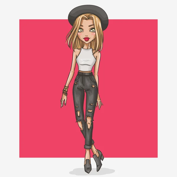 Ilustración chica de moda — Vector de stock