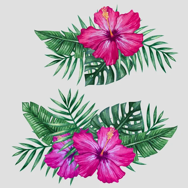 Suluboya tropik çiçekler