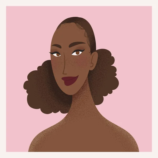 Beauty Female Portrait Elegant African Woman Avatar Vector Illustration — Stock Vector