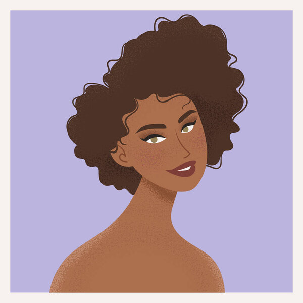 Beauty female portrait. Elegant African woman avatar. Vector illustration — Stock Vector