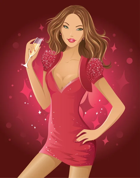 Glamour chica disco — Vector de stock