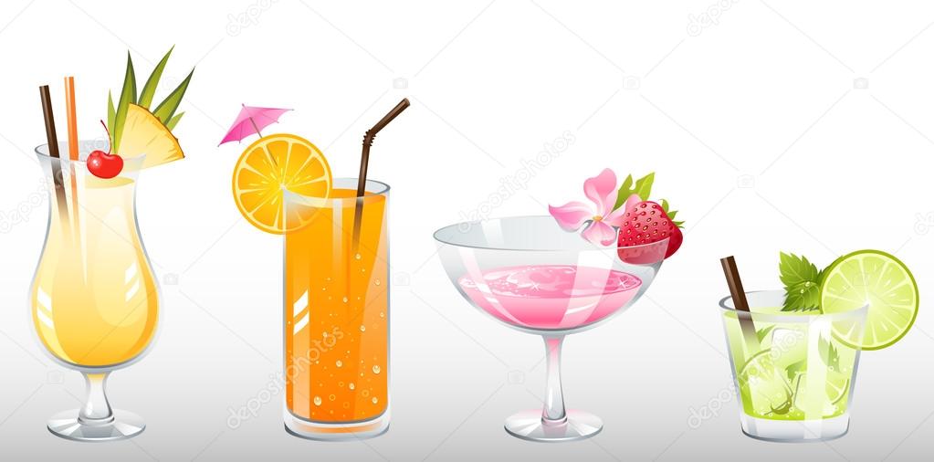 Set of four cocktails