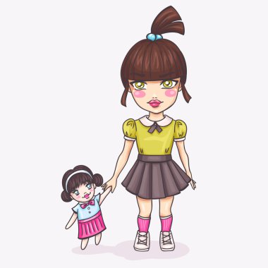 Sevimli kız bebek ile