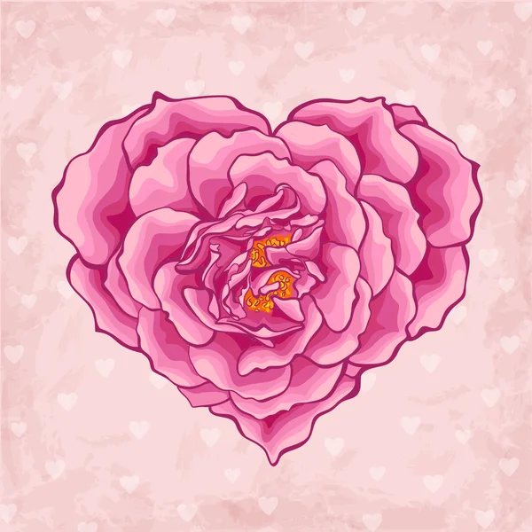 गुलाबी गुलाब दिल — स्टॉक वेक्टर
