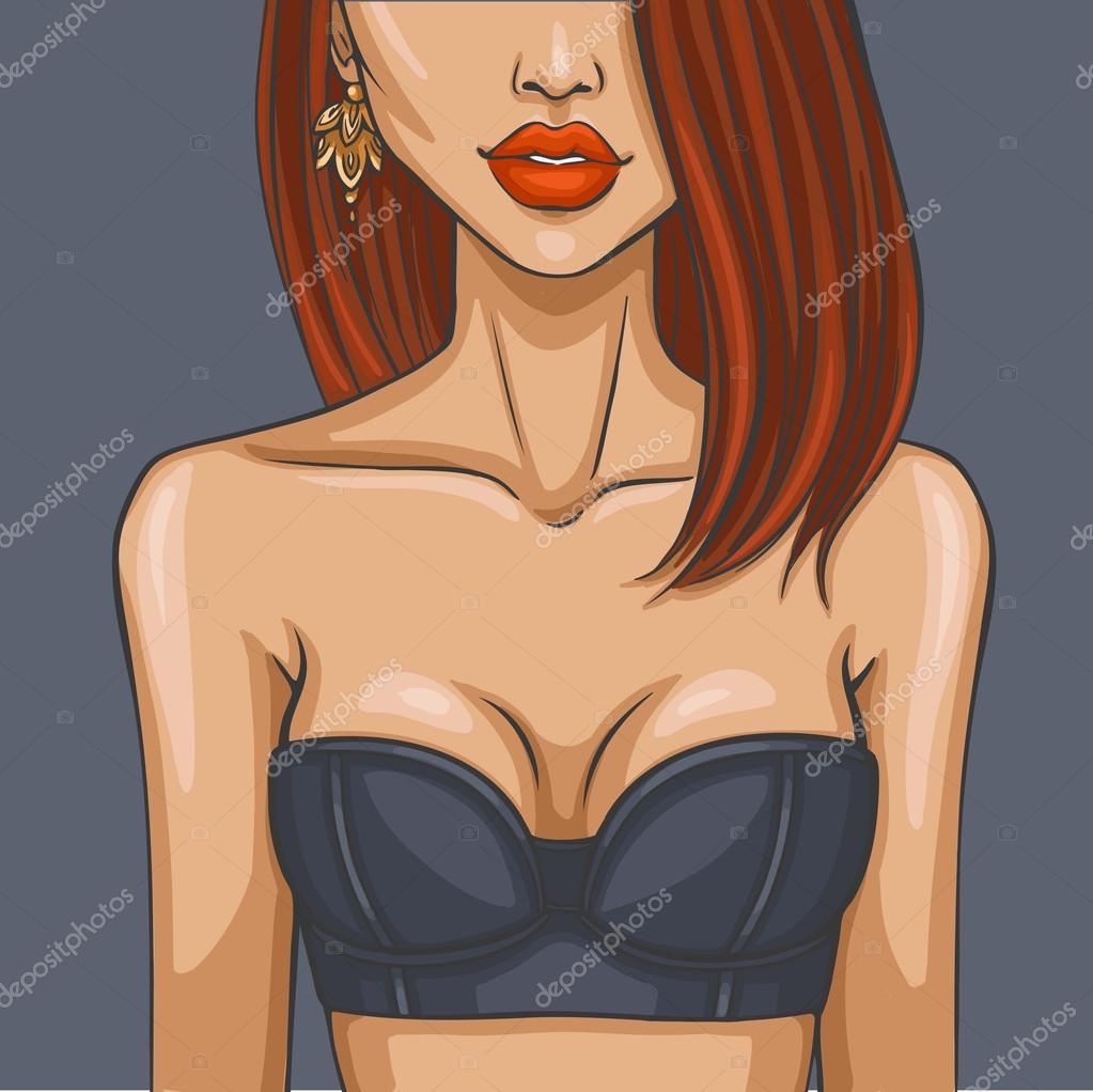 Sexy girl in black bra Stock Vector by ©karinacornelius 74762079