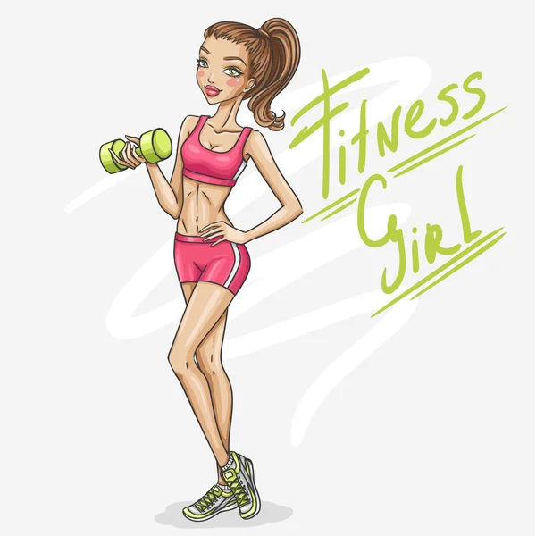 Dessin animé Fitness fille — Image vectorielle