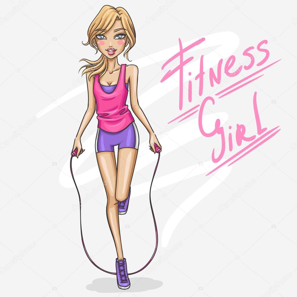 cartoon Fitness girl