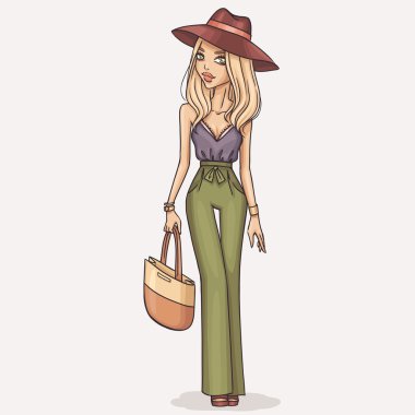 Elle çizilmiş moda kız