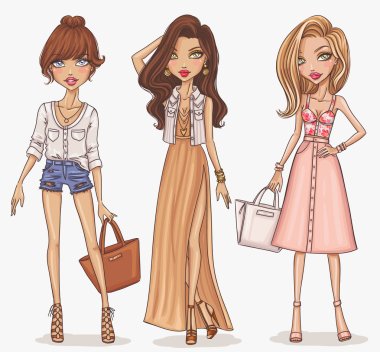 stylish fashion girls clipart