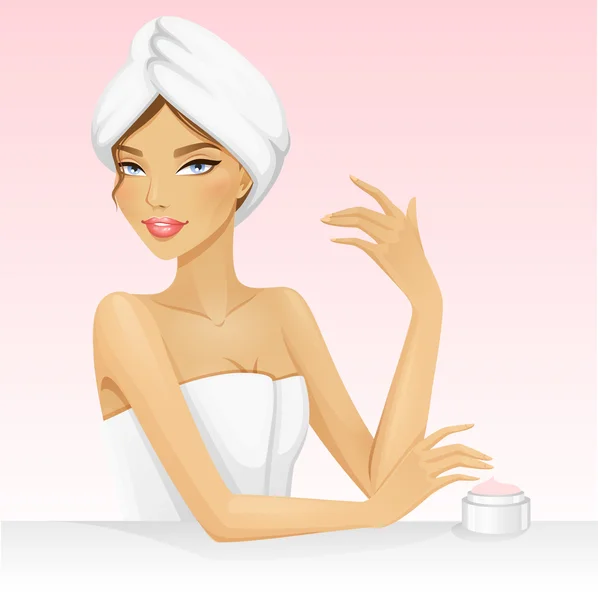 Kadın duş sonra havlu ile