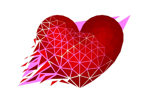 Vector heart in low poly style — Stock Vector