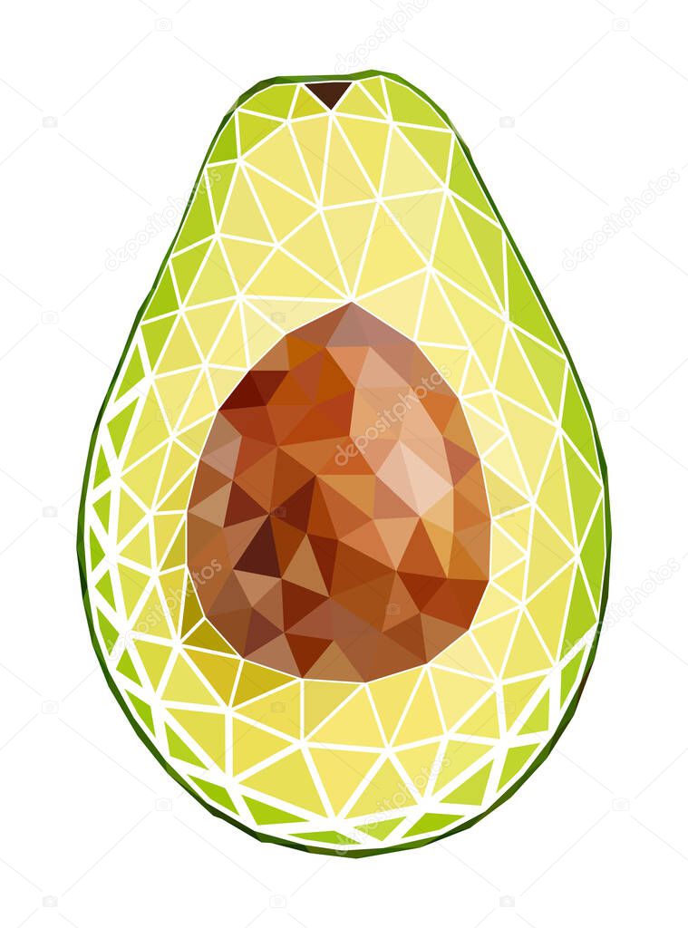 Vector avocado in low poly style