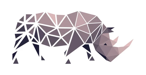 Rinoceronte vectorial en estilo polivinílico bajo — Vector de stock