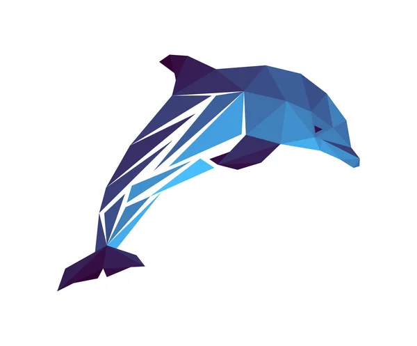 Delfin wektorowy w niskim stylu poli — Wektor stockowy
