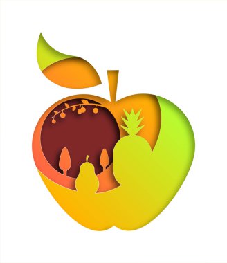 Kağıt sanatında vektör elma