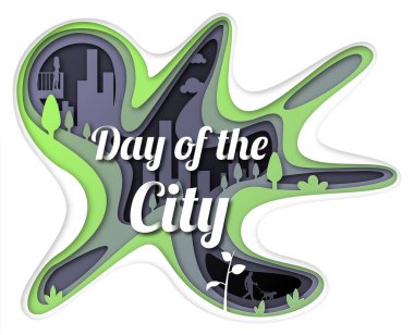 Kağıt sanatı tarzında Şehrin Vektör Günü