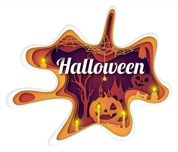 Vector halloween en estilo de arte de papel — Vector de stock