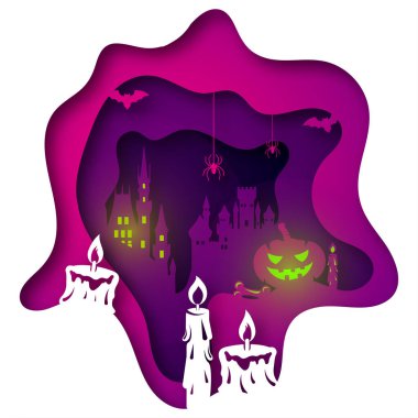 Vector halloween in paper art style clipart