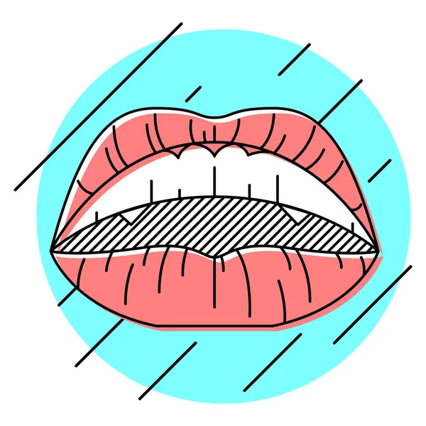 Векторные губы в стиле инсульта — стоковый вектор