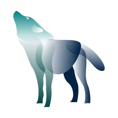 Vektör kurt, eğilim tarzında. Dijital sanat