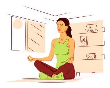 Keskin çizgilerin gölgesinde vektör fitness kızı