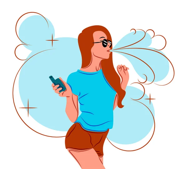 Keskin çizgilerin gölgesinde vektör kız