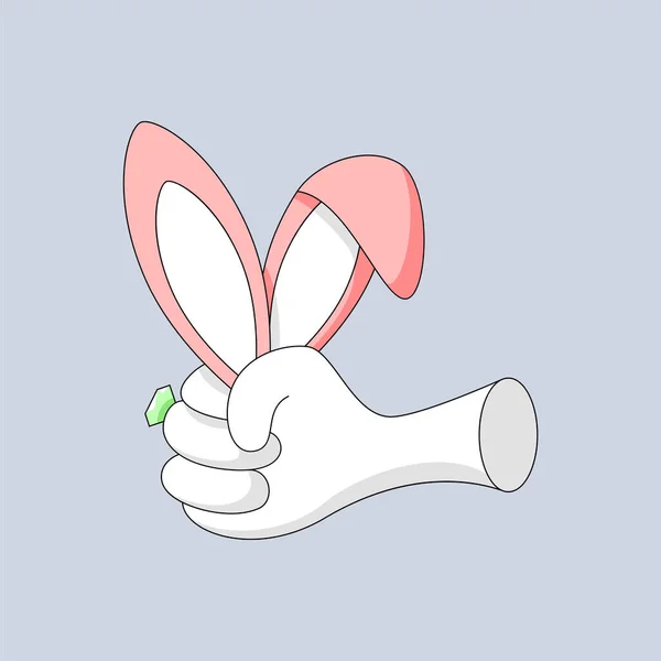 Vektorová ruka drží králičí uši v obrysovém stylu — Stockový vektor