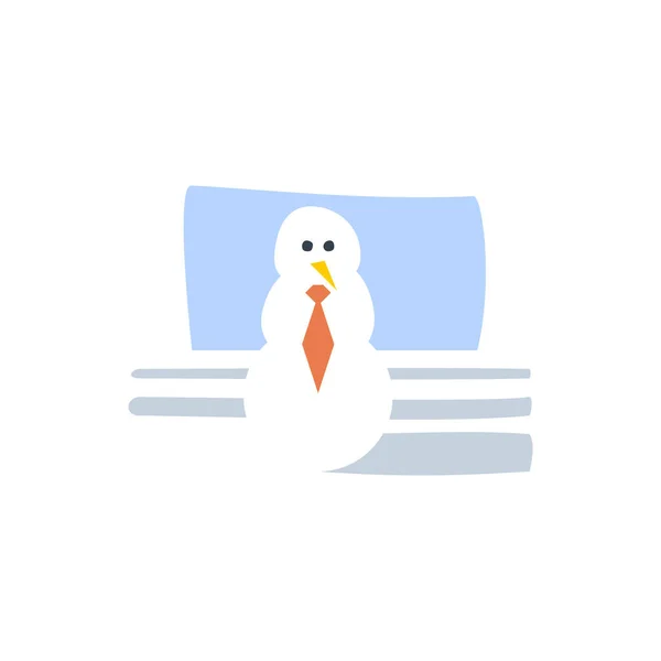 Vector muñeco de nieve con corbata en estilo plano — Vector de stock