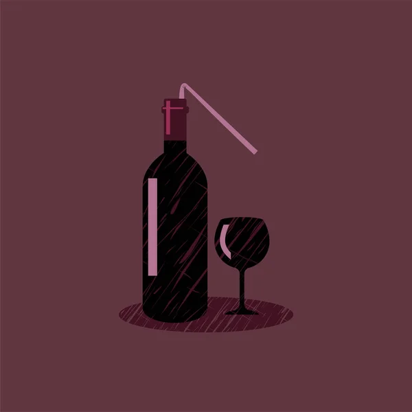 Vector wine straw in flat style. Digital art — Stock Vector