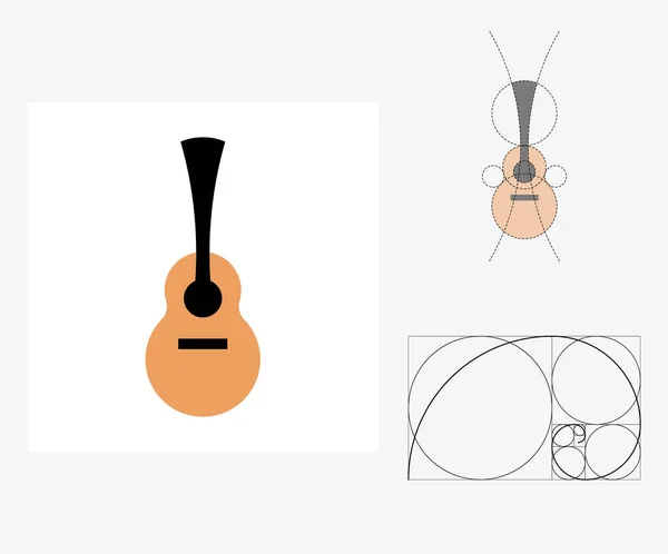 Guitare vectorielle dans le style golden ratio. Illustration modifiable — Image vectorielle